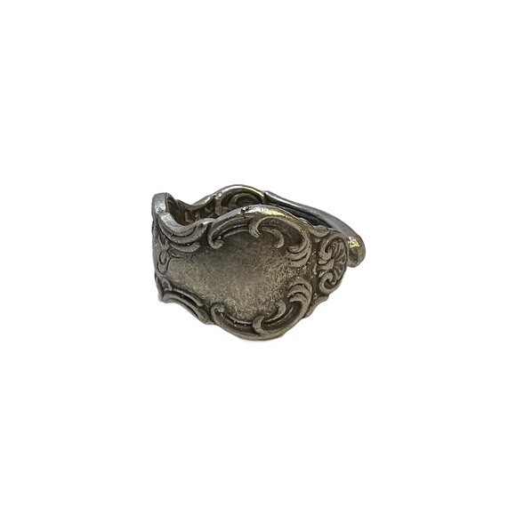 Jewelry - Vintage Spoon Style Ring Swirl Design Adjustable Matte Antique Silver Tone